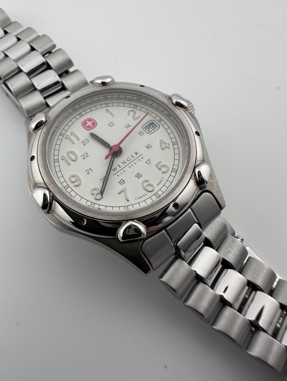 Vintage Wenger Women’s Swiss Quartz Watch 30mm Stainless Steel Date, 1990's